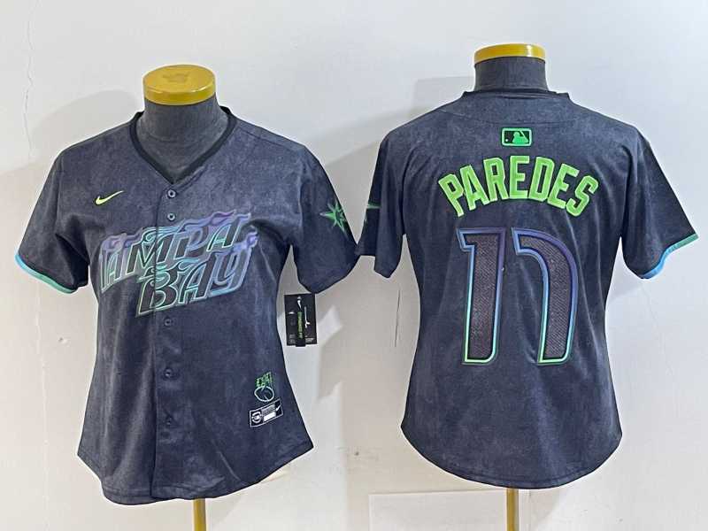 Women's Tampa Bay Rays #17 Isaac Paredes Charcoal 2024 City Connect Limited Cool Base Jersey,We sell and wholesale Women's Tampa Bay Rays #17 Isaac Paredes Charcoal 2024 City Connect Limited Cool Base Jersey on line form chian!